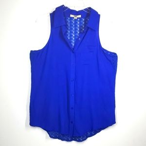 Ya Los Angeles Blue High Low Sleeveless Top L EUC